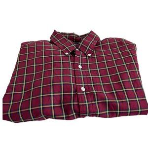 Ralph Lauren Men's XL Maroon Plaid Long Sleeve Button Front Custom Fit Shirt